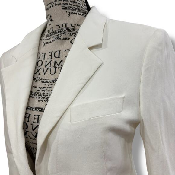 NWT Blk Dnm Women’s Size 2 White Single Breasted One-Button Blazer Jacket EU36 - Picture 5 of 6